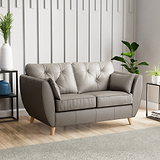 Edison Leather 2 Seater Sofa Light Feet Stone Grey from Roseland Furniture