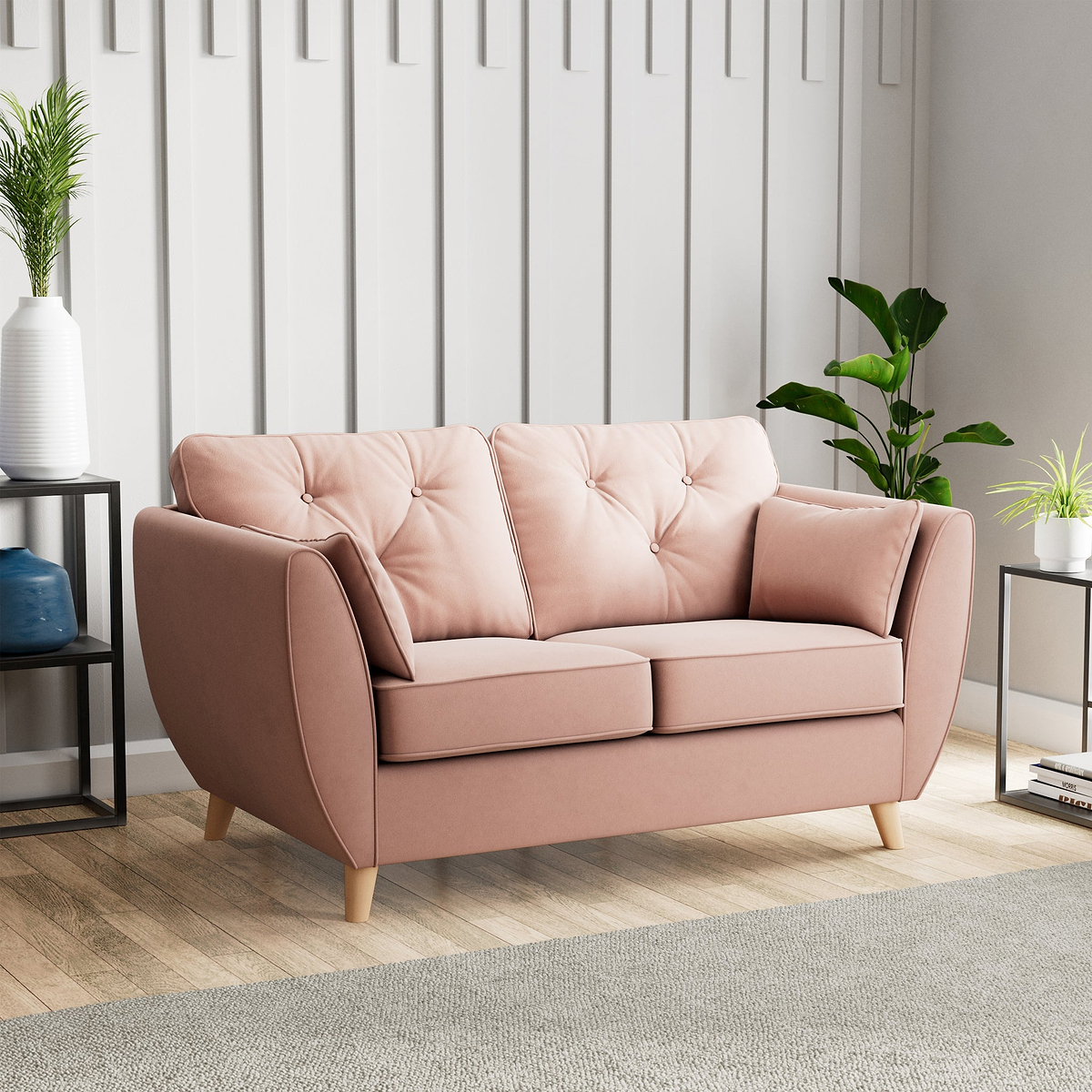 Edison 2 Seater Sofa Light Feet Blush from Roseland Furniture