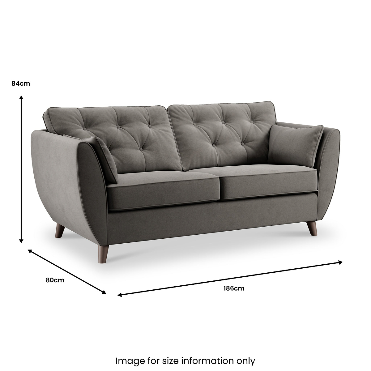 Edison 3 Seater Sofa Dark Feet Asphalt from Roseland Furniture