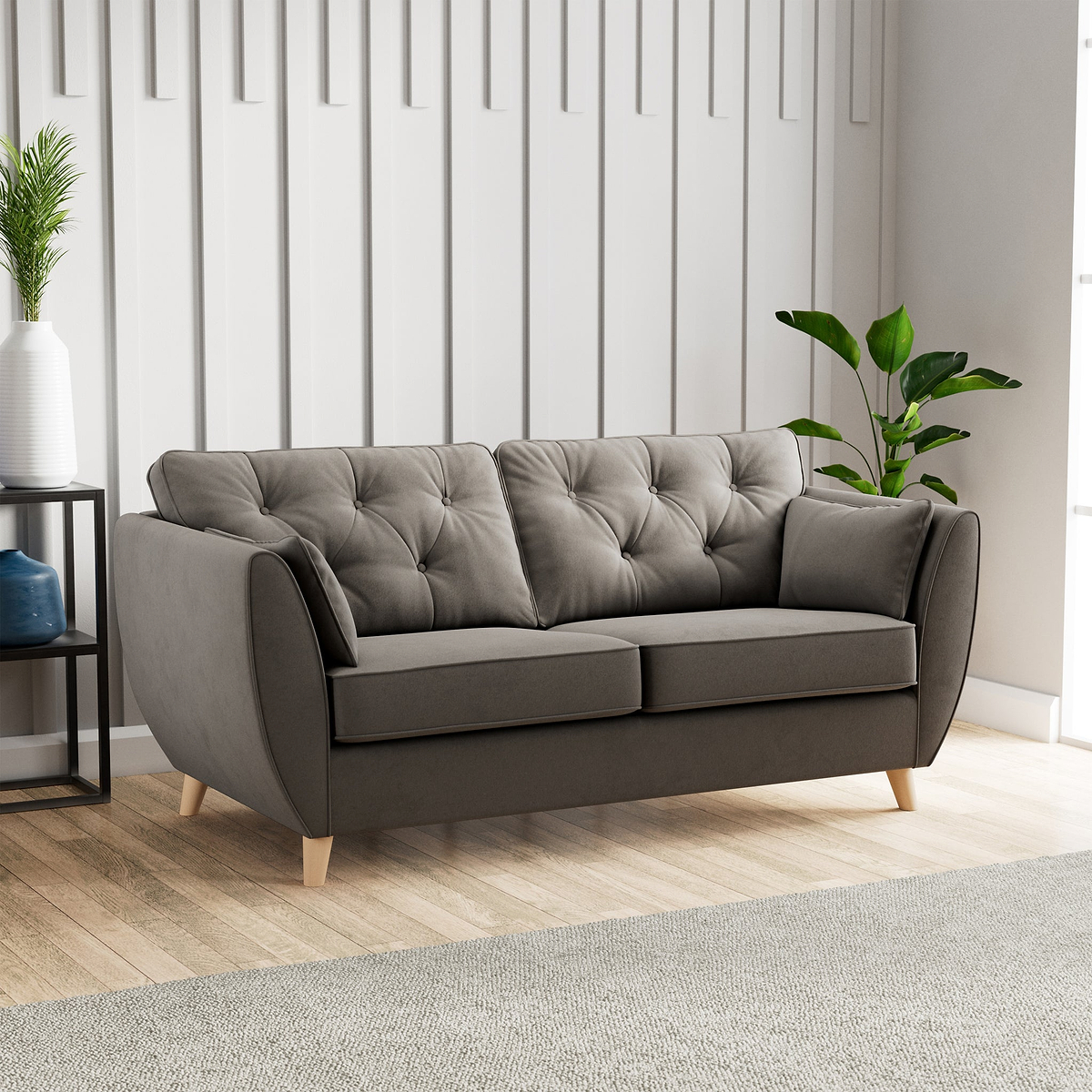 Edison 3 Seater Sofa Light Feet Asphalt from Roseland Furniture
