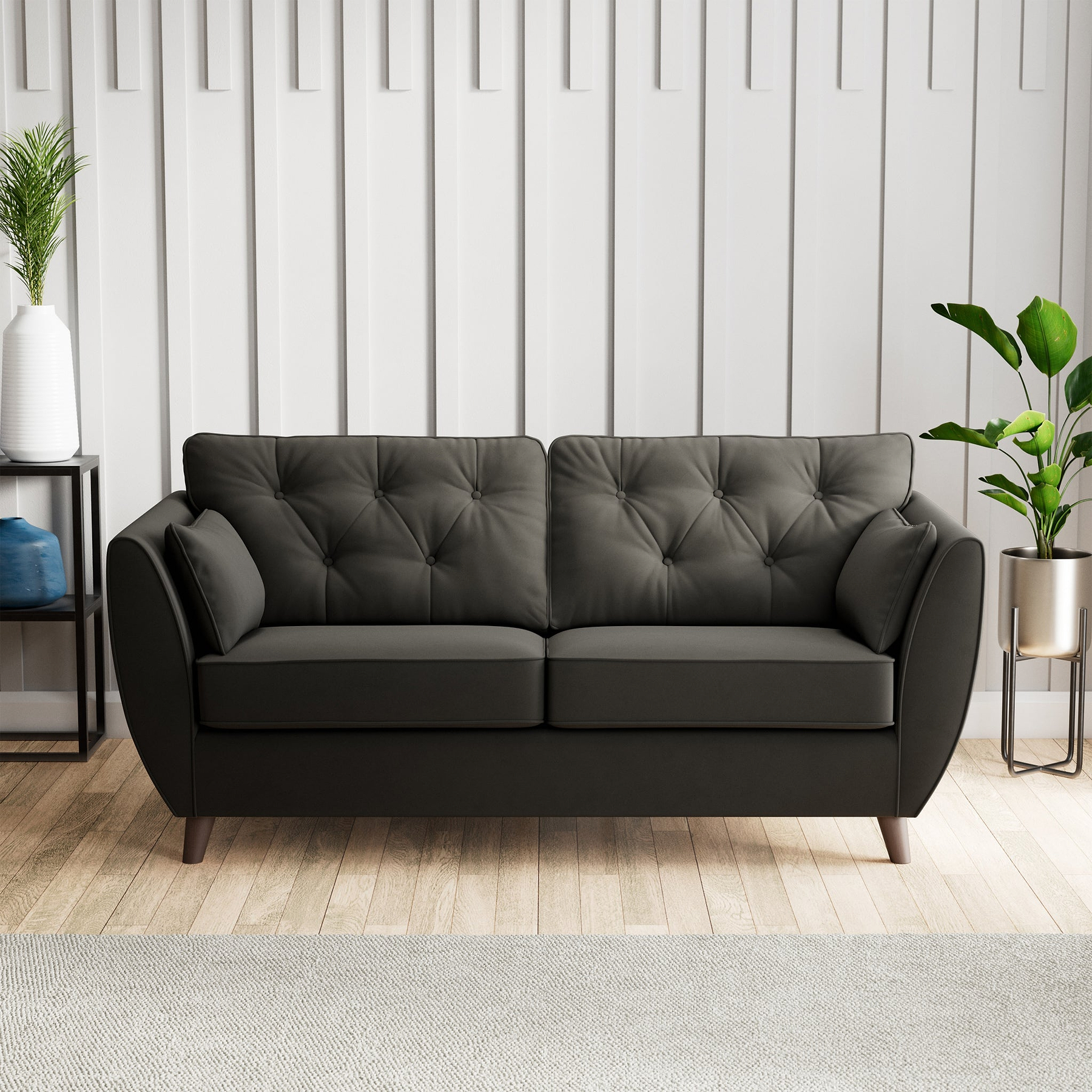 Edison 3 Seater Sofa Dark Feet Black from Roseland Furniture