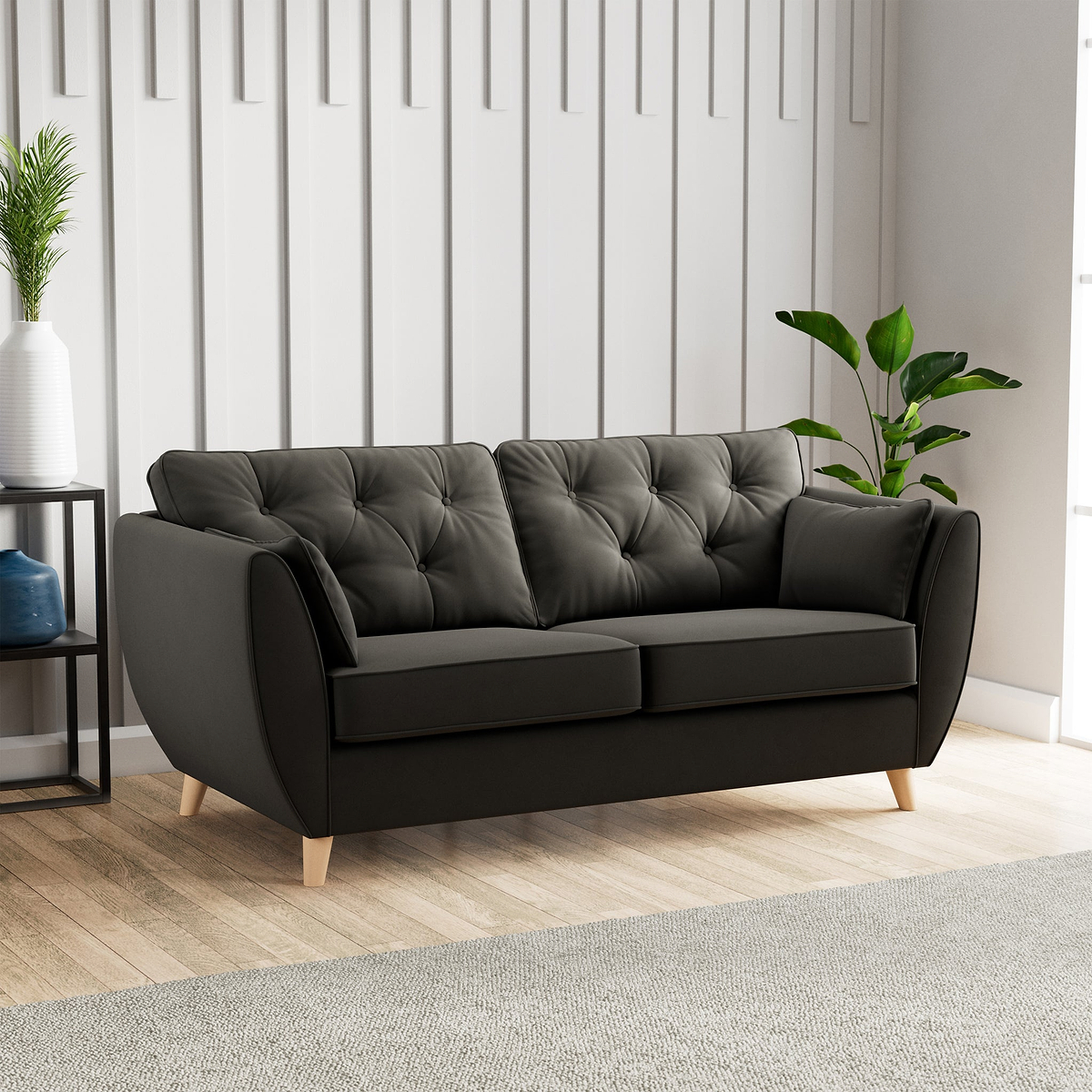 Edison 3 Seater Sofa Light Feet Black from Roseland Furniture