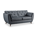 Edison Leather 3 Seater Sofa Dark Feet Navy Blue Dims from Roseland Furniture
