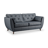 Edison Leather 3 Seater Sofa Dark Feet Navy Blue Dims from Roseland Furniture