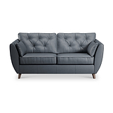 Edison Leather 3 Seater Sofa Dark Feet Navy Blue Dims from Roseland Furniture