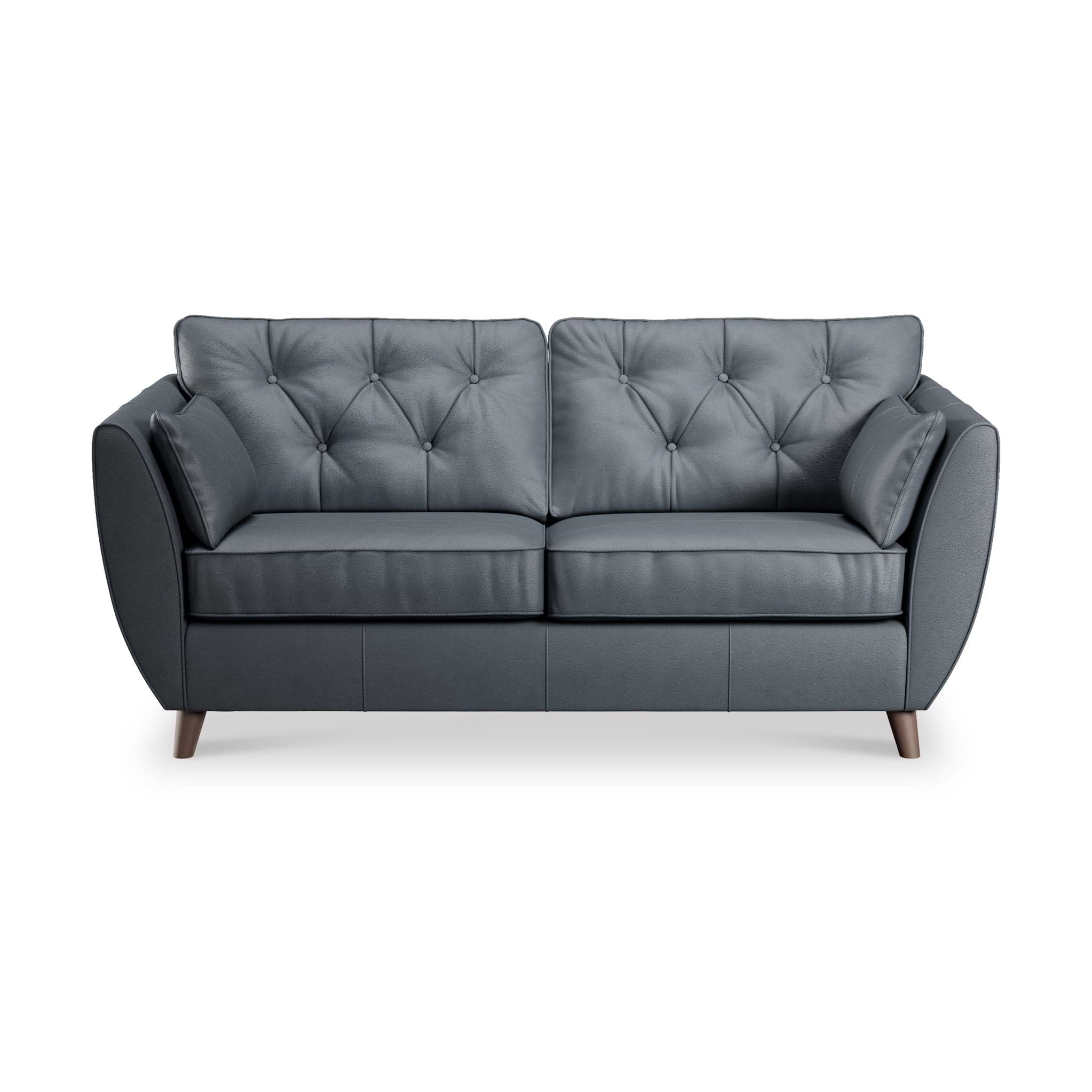 Edison Leather 3 Seater Sofa Dark Feet Navy Blue Dims from Roseland Furniture