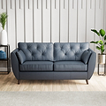 Edison Leather 3 Seater Sofa Dark Feet Navy Blue Dims from Roseland Furniture