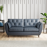 Edison Leather 3 Seater Sofa Dark Feet Navy Blue Dims from Roseland Furniture