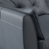 Edison Leather 3 Seater Sofa Dark Feet Navy Blue Dims from Roseland Furniture