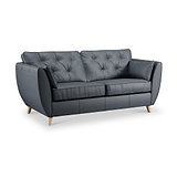 Edison 3 Seater Sofa Leather Light Feet Navy from Roseland Furniture
