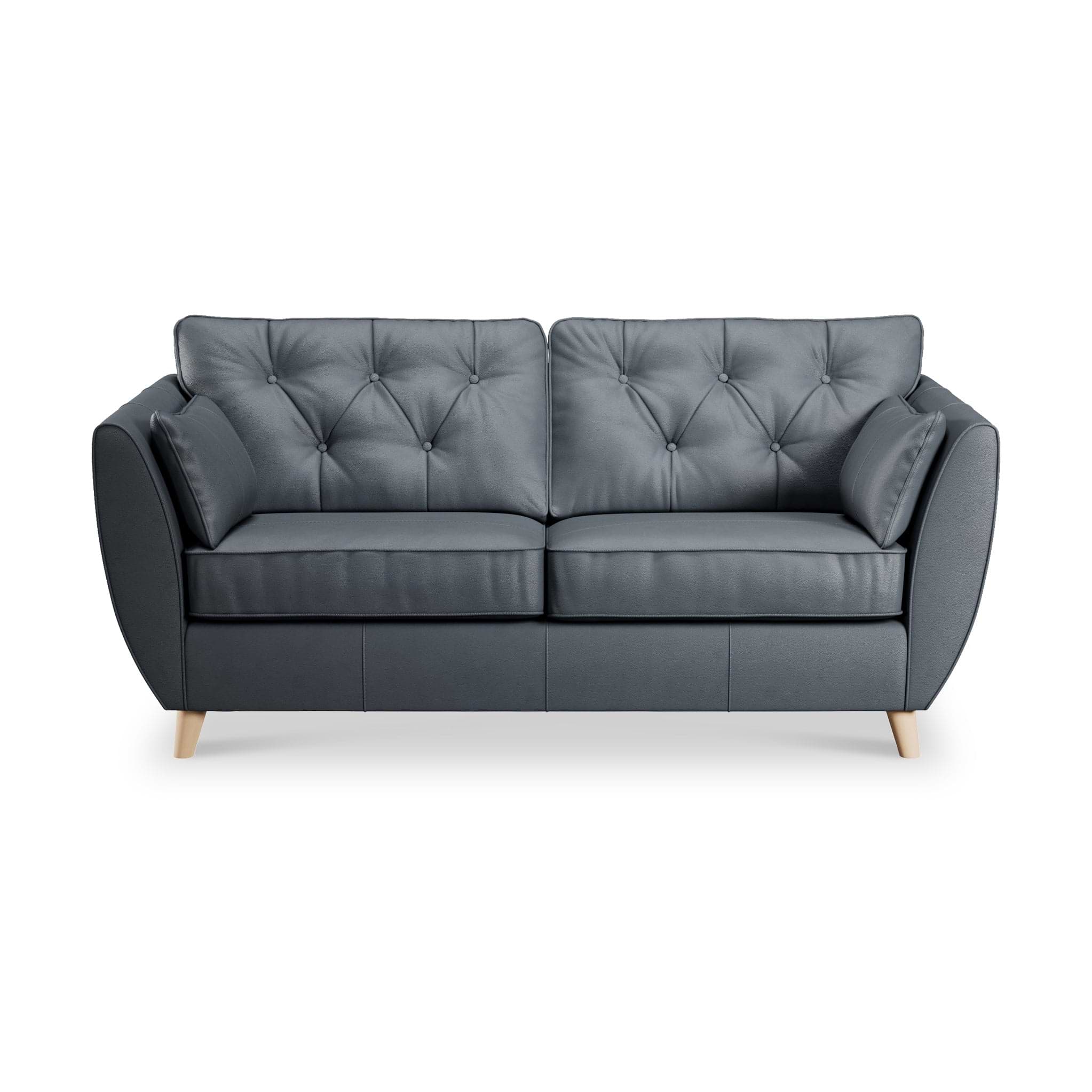 Edison 3 Seater Sofa Leather Light Feet Navy from Roseland Furniture