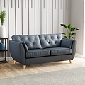 Edison 3 Seater Sofa Leather Light Feet Navy from Roseland Furniture