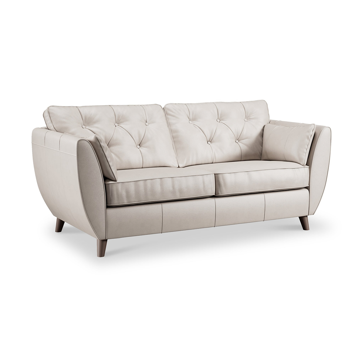 Edison 3 Seater Sofa Leather Dark Feet Cloud Grey from Roseland Furniture