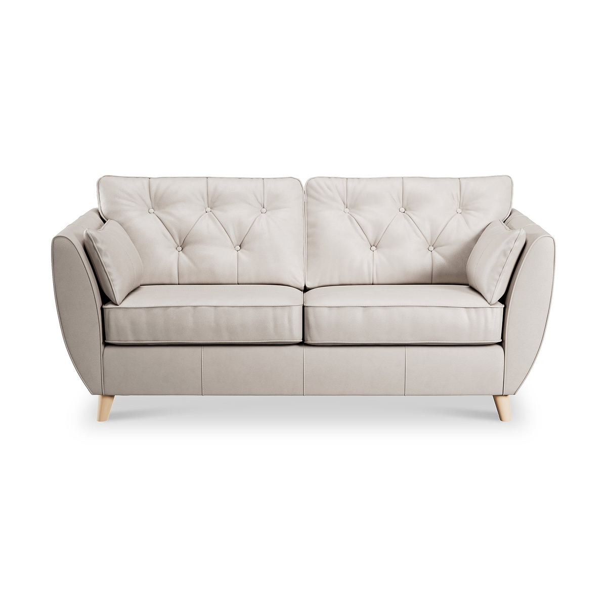 Edison 3 Seater Sofa Leather Light Feet Cloud Grey from Roseland Furniture