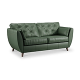 Edison 3 Seater Sofa Leather Dark Feet Hunter Green from Roseland Furniture
