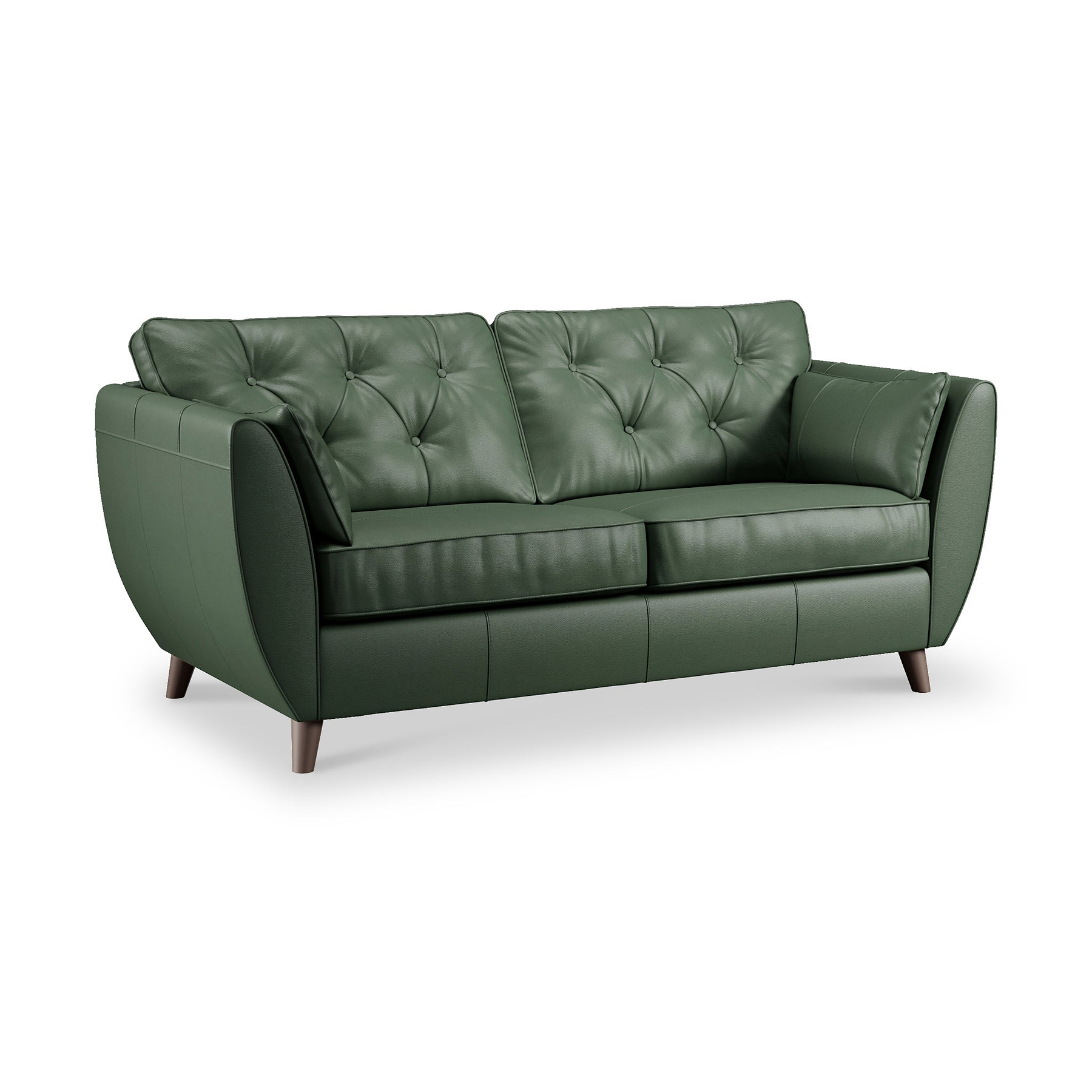 Edison 3 Seater Sofa Leather Dark Feet Hunter Green from Roseland Furniture