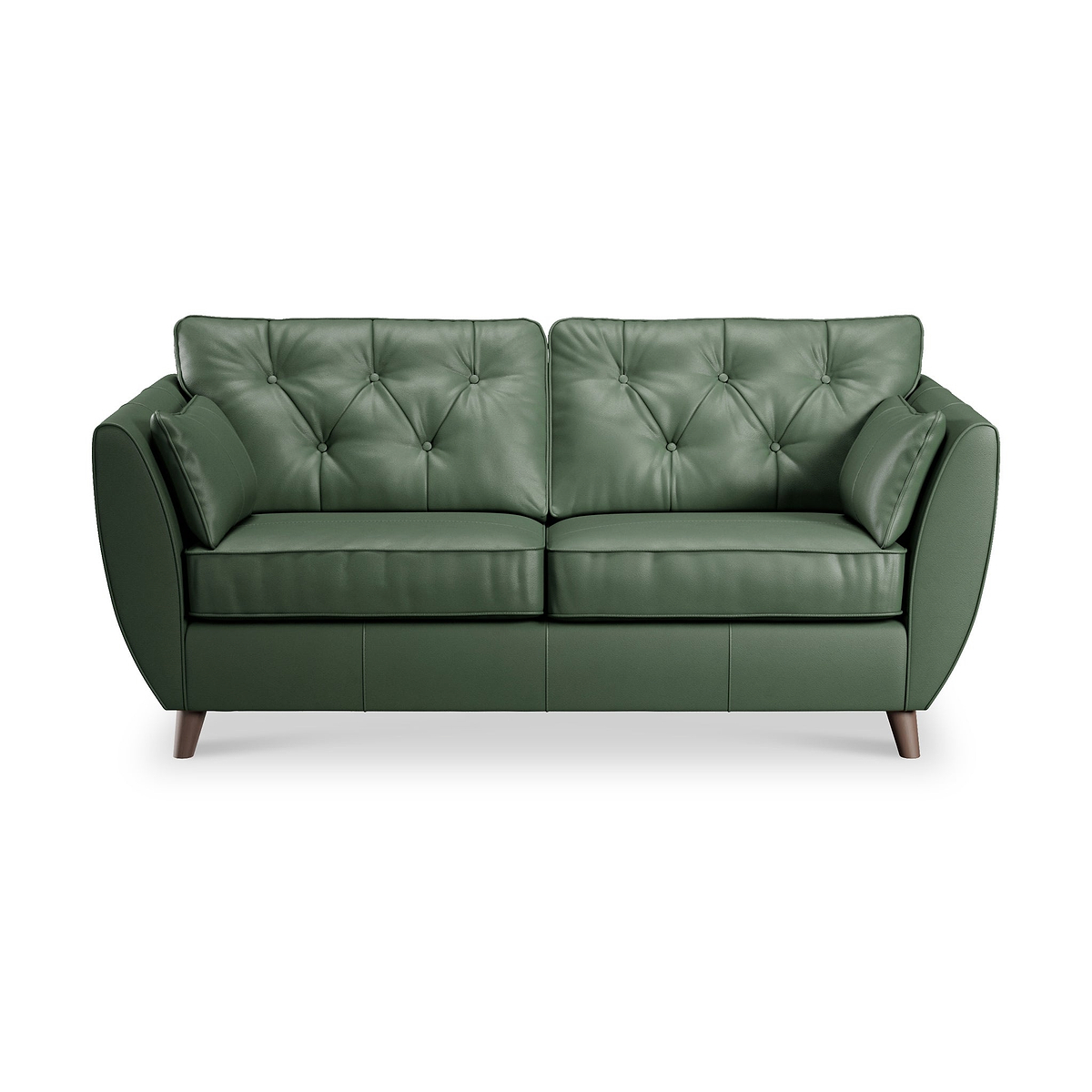 Edison 3 Seater Sofa Leather Dark Feet Hunter Green from Roseland Furniture