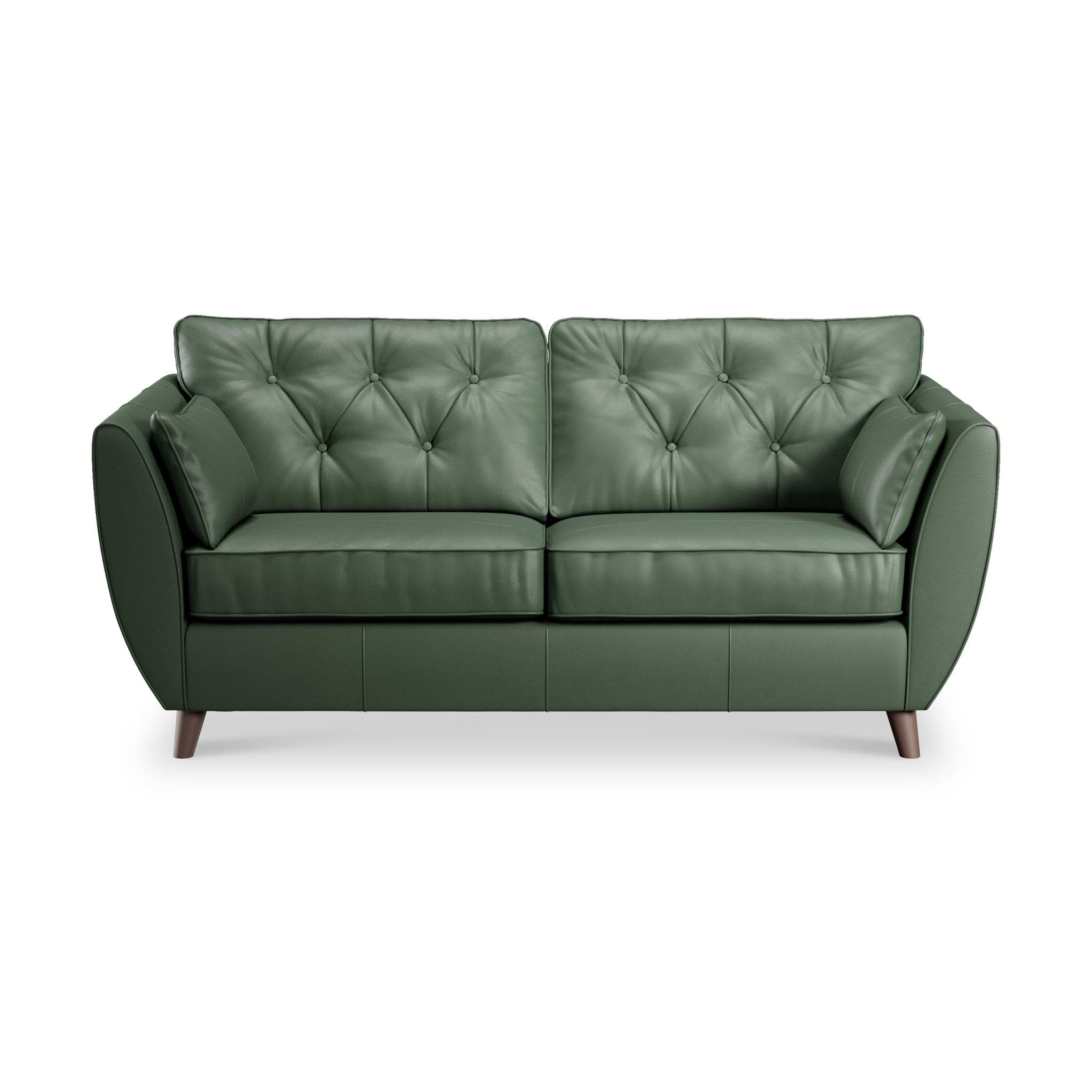 Edison 3 Seater Sofa Leather Dark Feet Hunter Green from Roseland Furniture