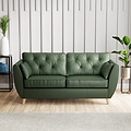 Edison 3 Seater Sofa Leather Light Feet Hunter Green from Roseland Furniture