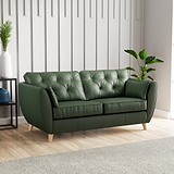 Edison 3 Seater Sofa Leather Light Feet Hunter Green from Roseland Furniture