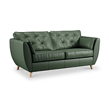 Edison 3 Seater Sofa Leather Light Feet Hunter Green from Roseland Furniture
