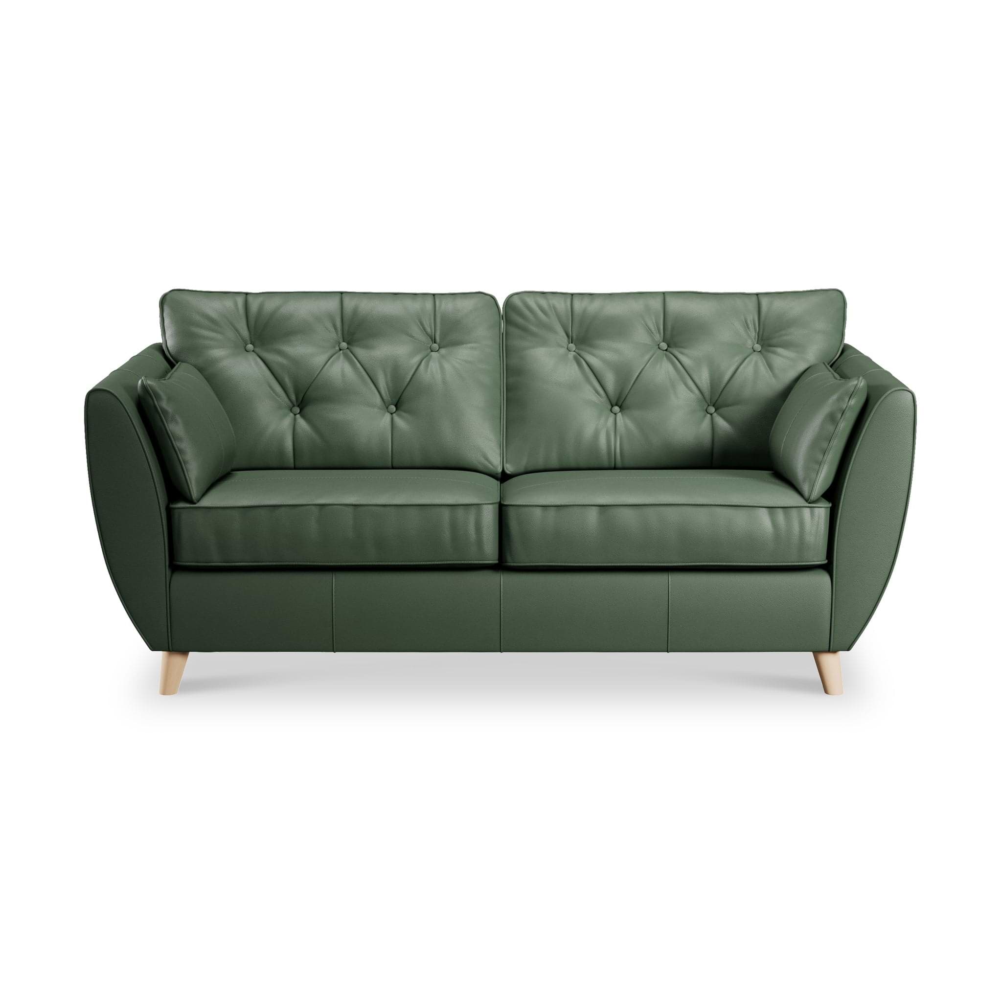 Edison 3 Seater Sofa Leather Light Feet Hunter Green from Roseland Furniture