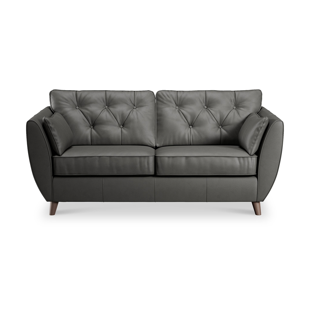 Edison 3 Seater Sofa Leather Dark Feet Raven from Roseland Furniture