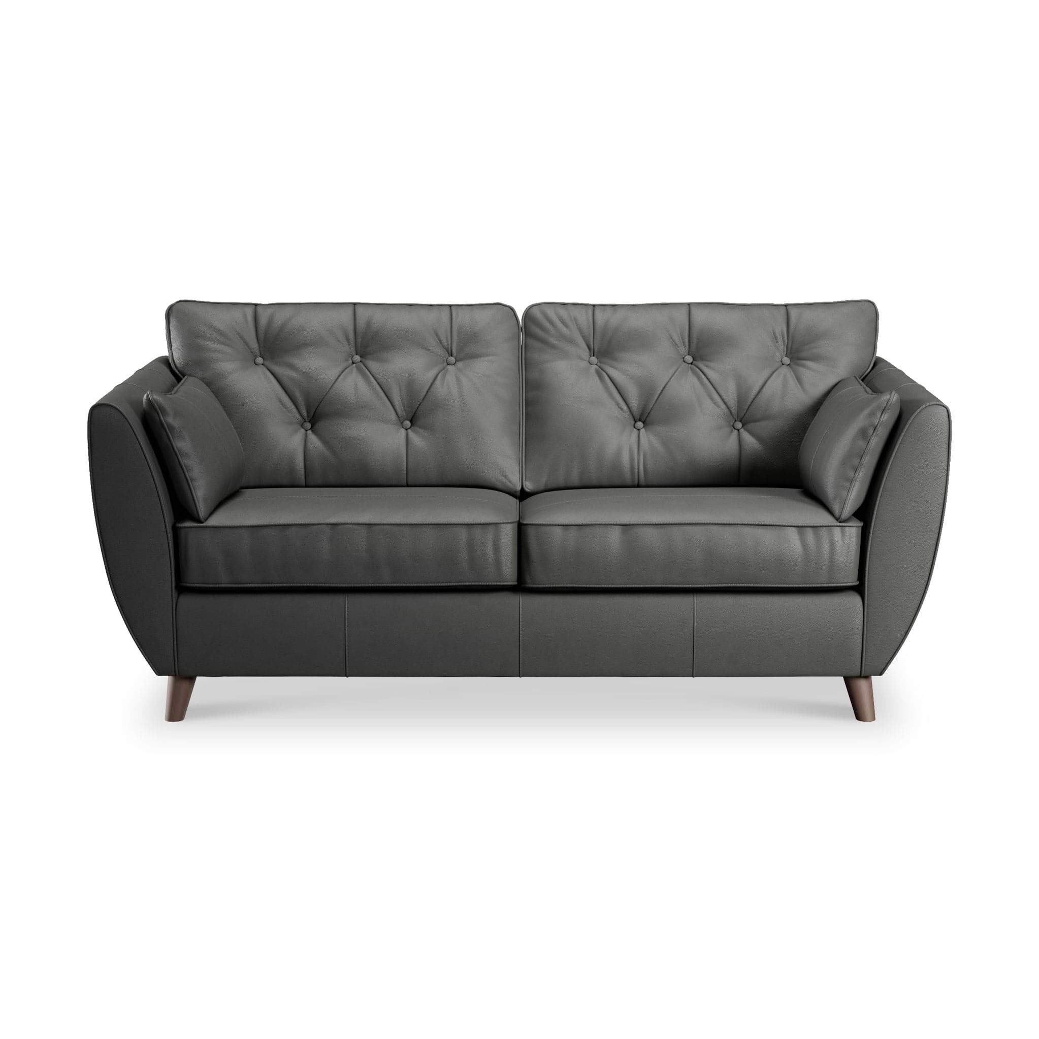 Edison 3 Seater Sofa Leather Dark Feet Raven from Roseland Furniture