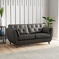 Edison 3 Seater Sofa Leather Dark Feet Raven from Roseland Furniture