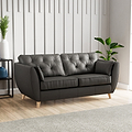 Edison 3 Seater Sofa Leather Light Feet Raven from Roseland Furniture
