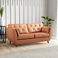 Edison 3 Seater Sofa Leather Dark Feet Saddle from Roseland Furniture