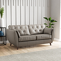 Edison 3 Seater Sofa Leather Dark Feet Stone Grey from Roseland Furniture