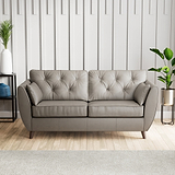 Edison 3 Seater Sofa Leather Dark Feet Stone Grey from Roseland Furniture