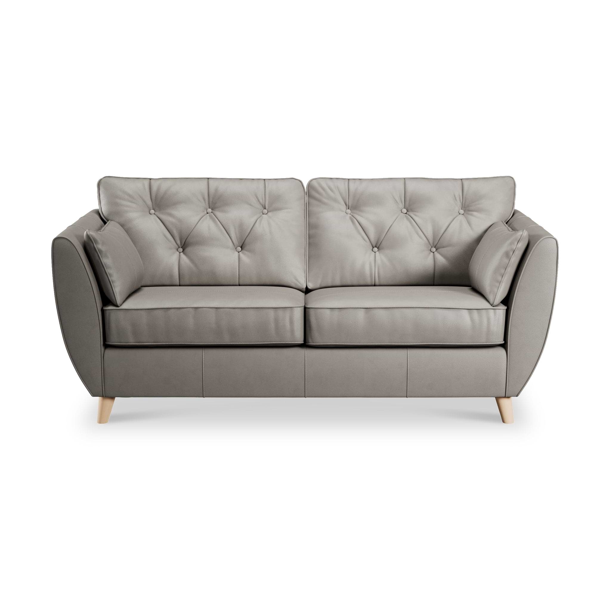 Edison 3 Seater Sofa Leather Light Feet Stone Grey from Roseland Furniture