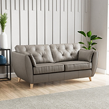Edison 3 Seater Sofa Leather Light Feet Stone Grey from Roseland Furniture