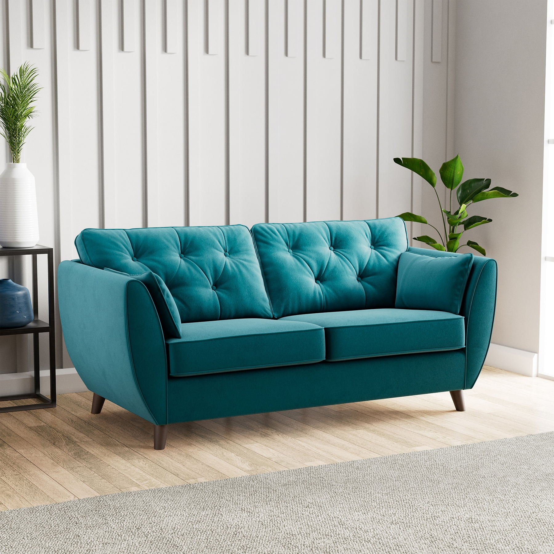 Edison 3 Seater Sofa Dark Feet Mallard from Roseland Furniture