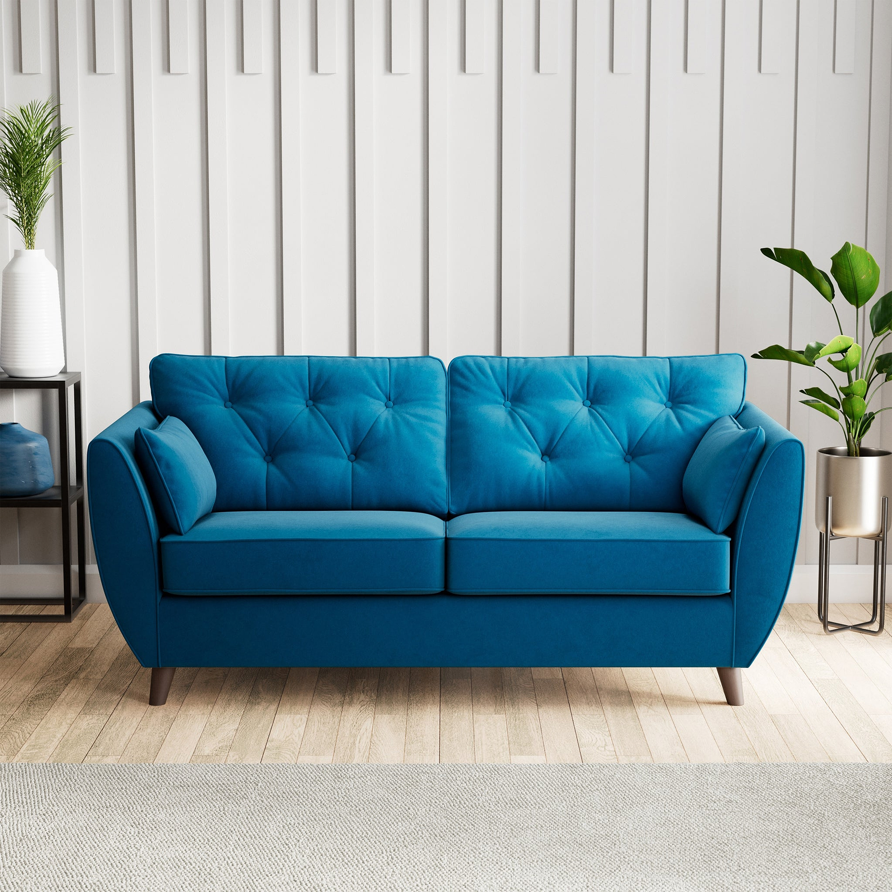 Edison 3 Seater Sofa Dark Feet Marine from Roseland Furniture