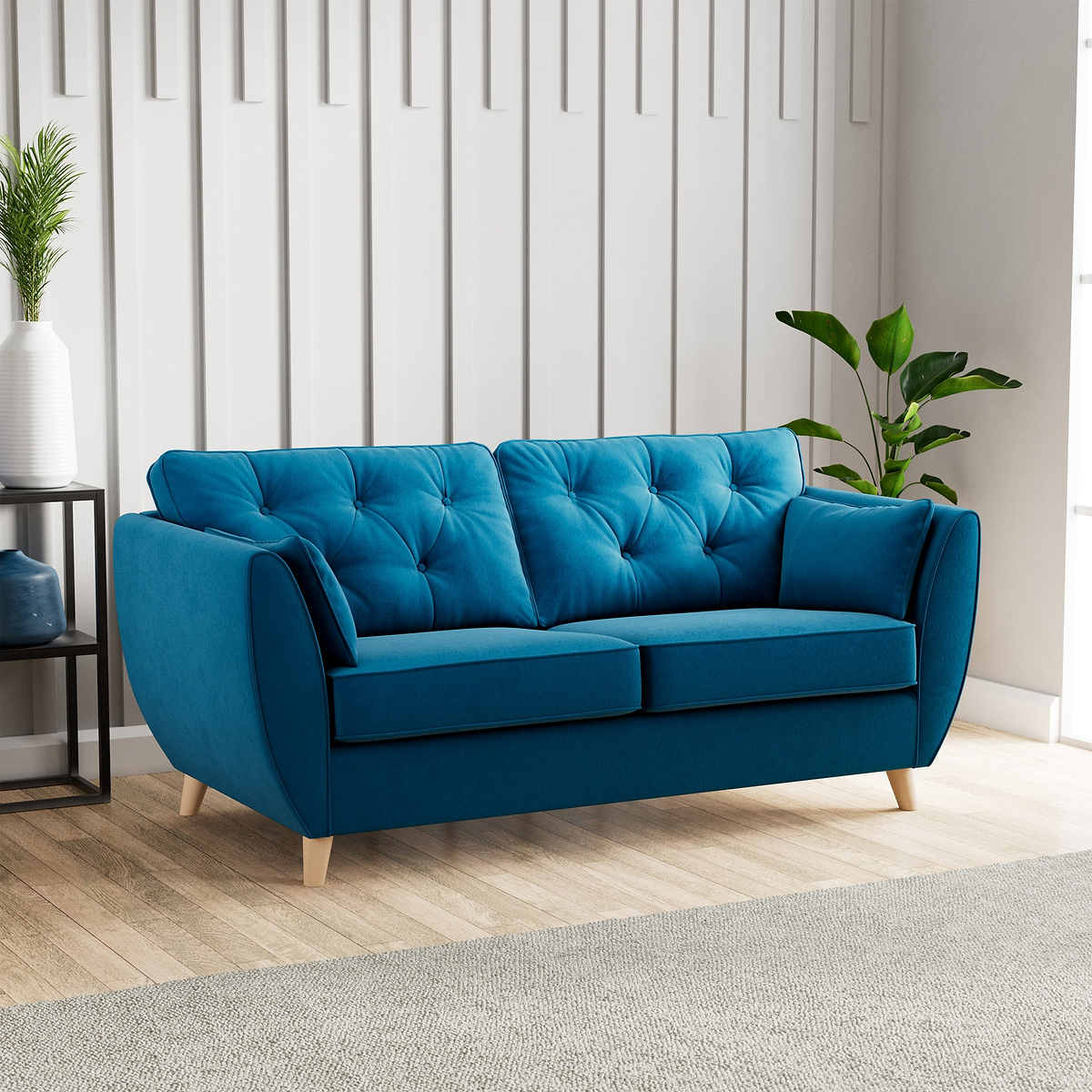 Edison 3 Seater Sofa Light Feet Marine from Roseland Furniture
