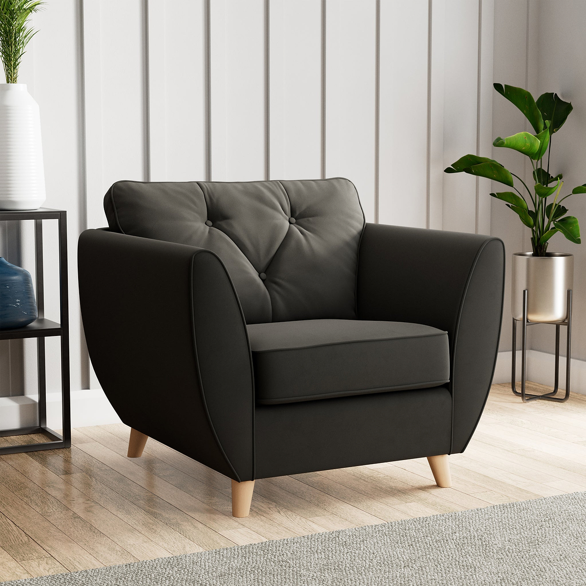 Edison Armchair Light Feet Black from Roseland Furniture