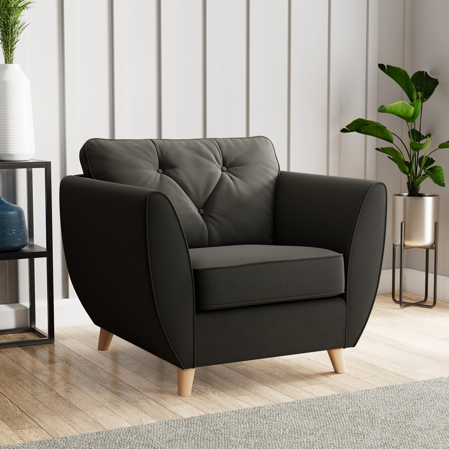 Edison Armchair Light Feet Black from Roseland Furniture