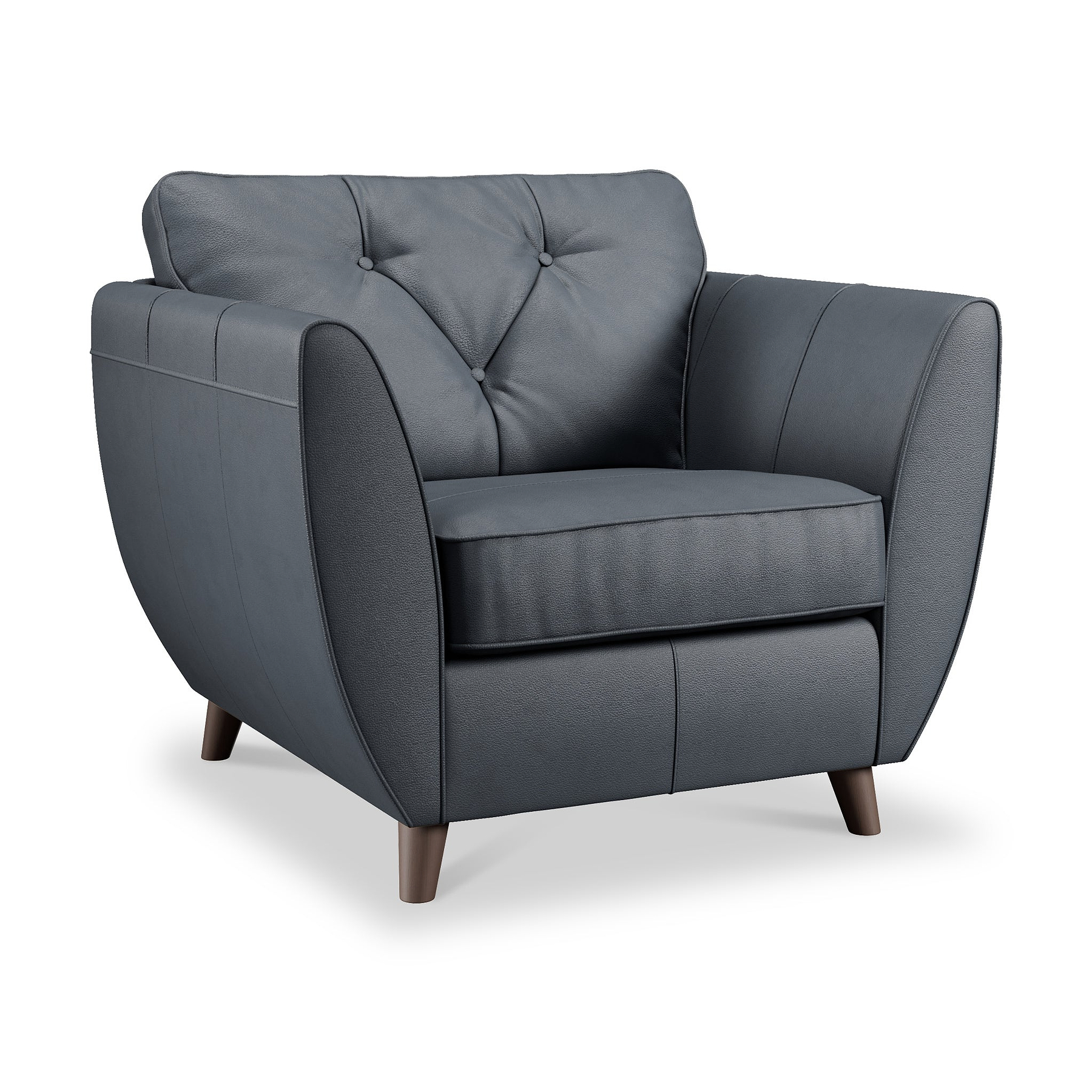 Edison Leather Armchair Dark Feet Navy Dims from Roseland Furniture