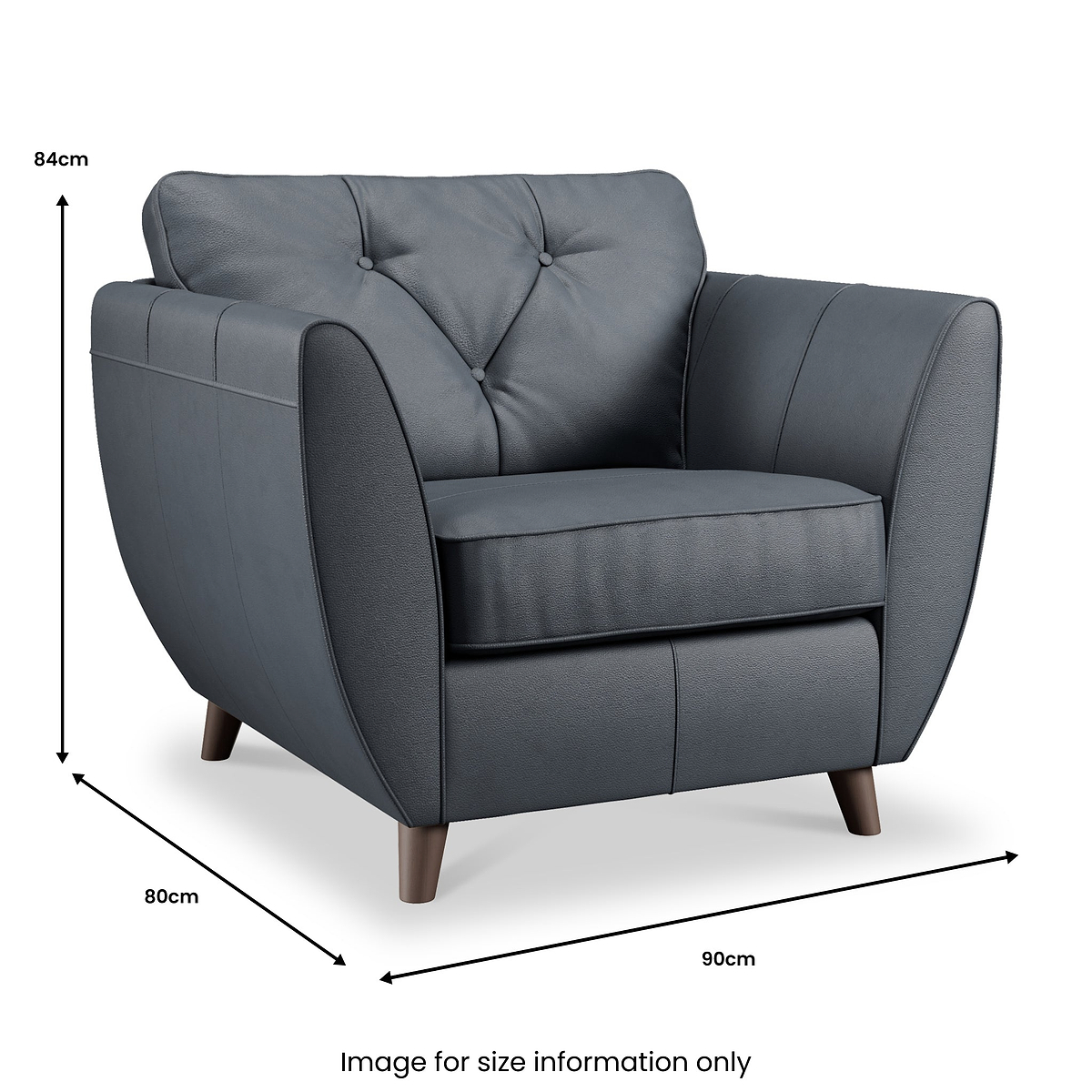 Edison Leather Armchair Dark Feet Navy Dims from Roseland Furniture