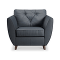 Edison Leather Armchair Dark Feet Navy Dims from Roseland Furniture