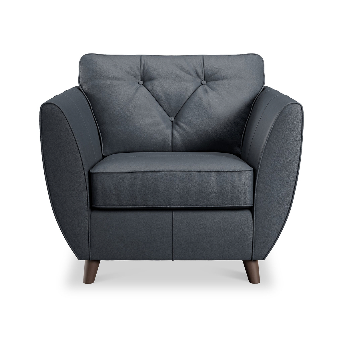 Edison Leather Armchair Dark Feet Navy Dims from Roseland Furniture