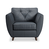 Edison Leather Armchair Dark Feet Navy Dims from Roseland Furniture