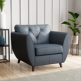 Edison Leather Armchair Dark Feet Navy Dims from Roseland Furniture