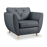 Edison Leather Armchair Light Feet Navy from Roseland Furniture