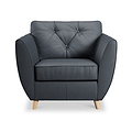 Edison Leather Armchair Light Feet Navy from Roseland Furniture