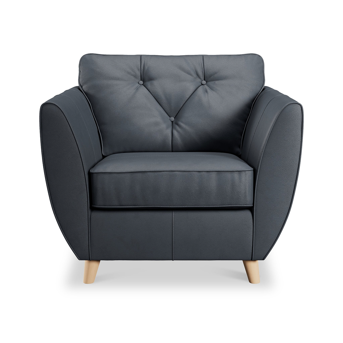 Edison Leather Armchair Light Feet Navy from Roseland Furniture