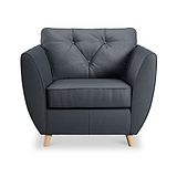 Edison Leather Armchair Light Feet Navy from Roseland Furniture